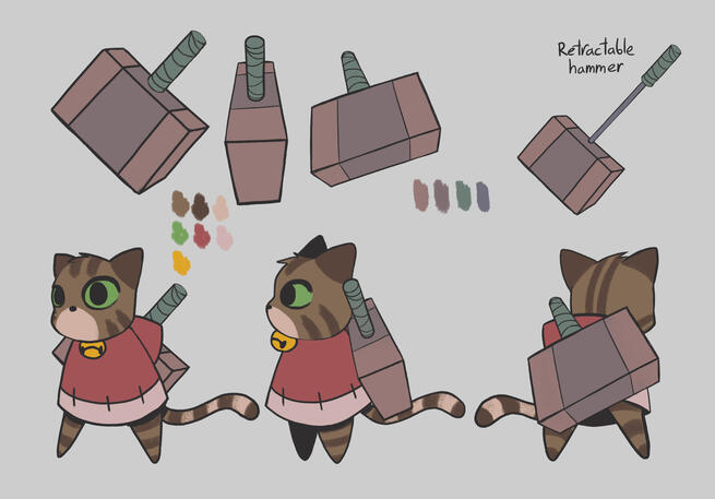 Cat Hammer | Character Turn Around | Photoshop