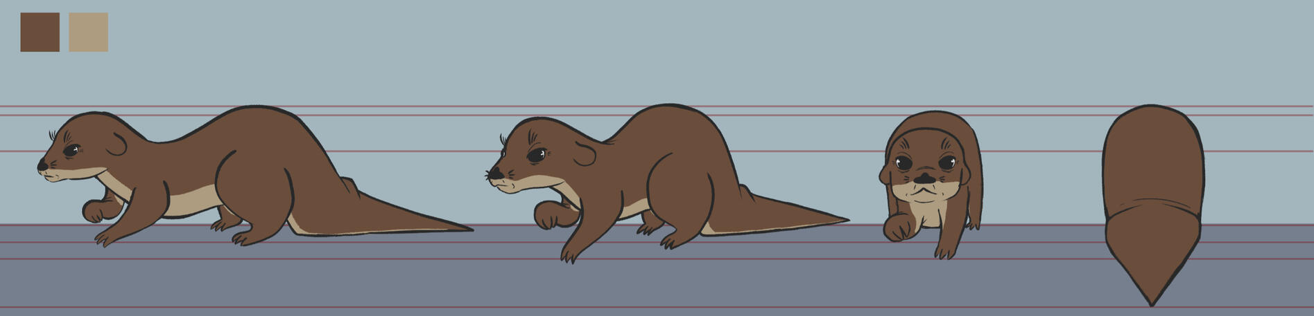 Small-Clawed Asian Otter | Character Turn Around | Clip Studio Paint